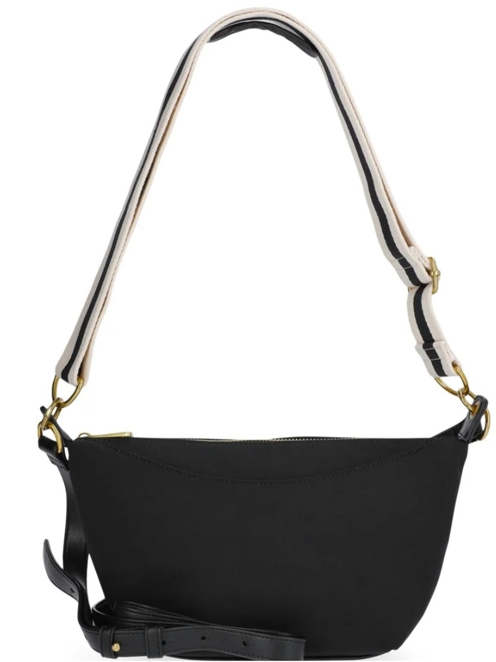 NWT Free Asembly Black Crossbody handbag with Striped Strap